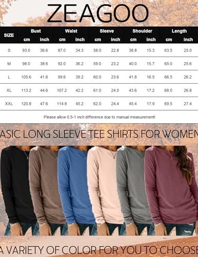 Zeagoo Long Sleeve Shirts For Women Trendy 3 Pack Fall Outfits Under Scrub Crewneck Tops Lightweight Basic Tee thumb #4