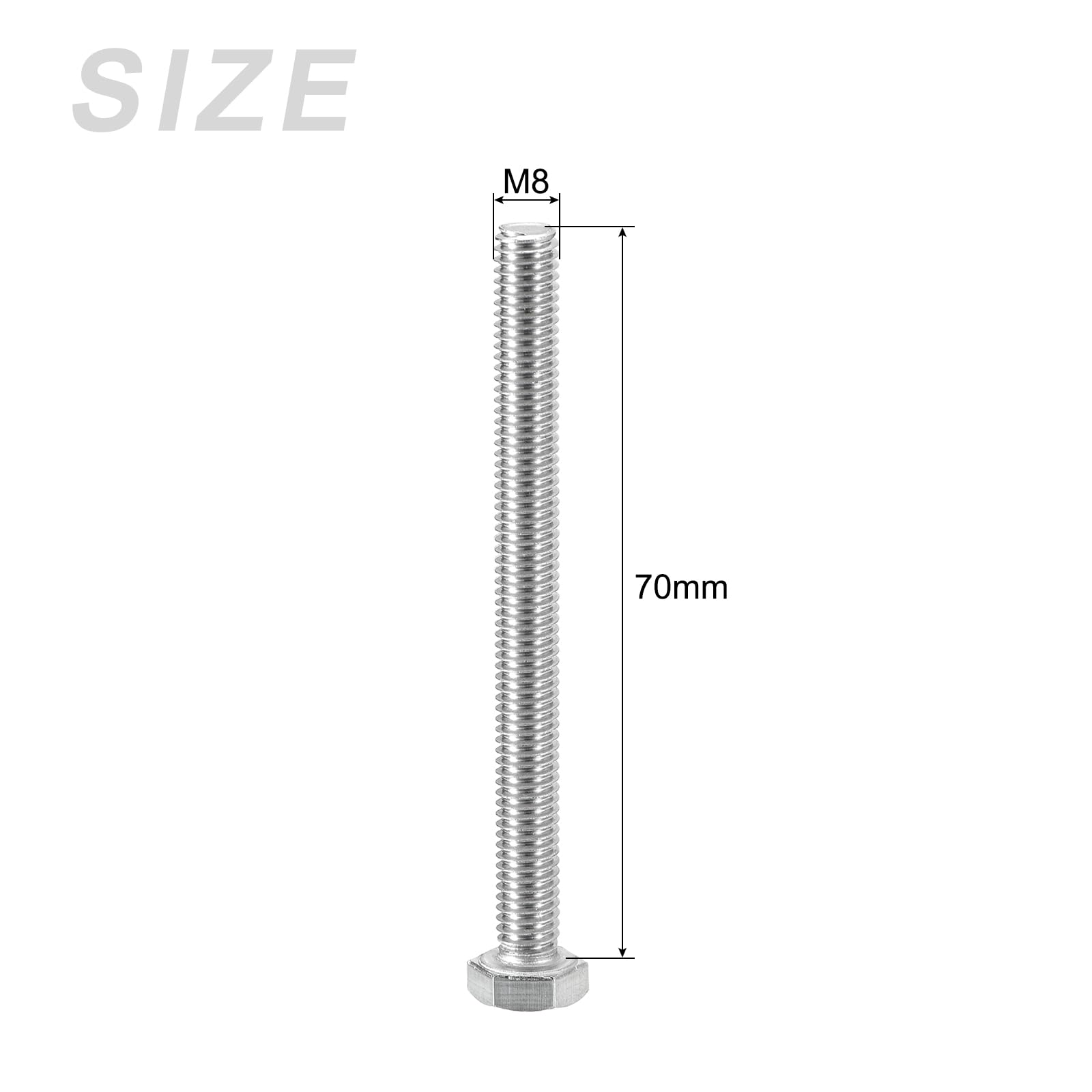 METALLIXITY Hex Head Screws Bolts, Nuts, Flat & Lock Washers Kits (M6-1x70mm) 10 Set - Image 2