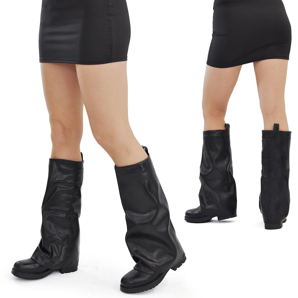 IF Stivali da Donna Stile Oversize Robin con Ghetta Gambale Ampio e Suola Spessa Antiscivolo GA036