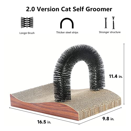 FUKUMARU Cat Self Groomer 2.0 Version, Cat Arch Face Scratcher | Cat Back Grooming Massager Toy Brush for Indoor Kitten and Small Dog, Durable Cat Scratching Pad Included - Image 3
