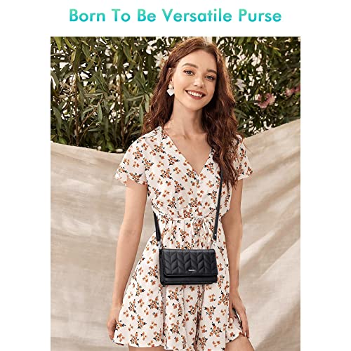 nuoku Women Small Crossbody Bag Cellphone Purse Wallet with RFID Card Slots 2 Straps2