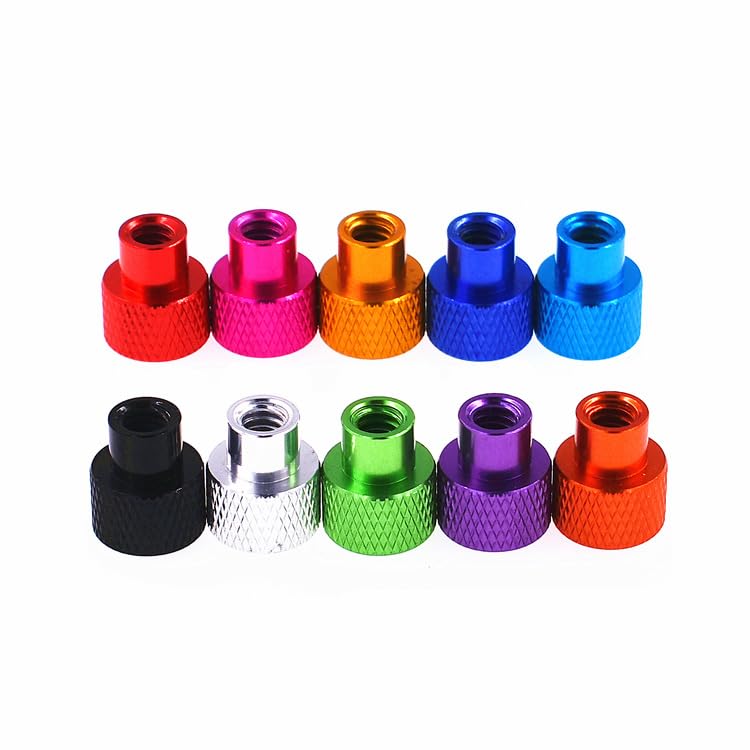 Generic 2pcs M2 M2.5 M3 M3.5 M4 M5 M6 M8 M10 Color Aluminum Alloy Steps Hand Screws Bolts Blind Hole knurled Model Airplane Screw Bolt - (Size: M10, Color: Brown Orange)