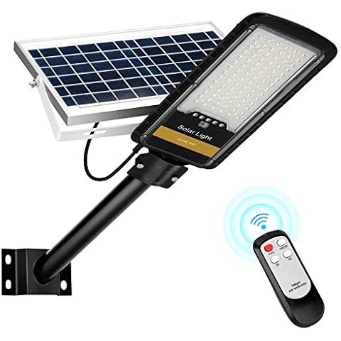 Farolas Solares Exterior Kingwen 80W con Sensor Crepuscular y Mando IP67 Cover