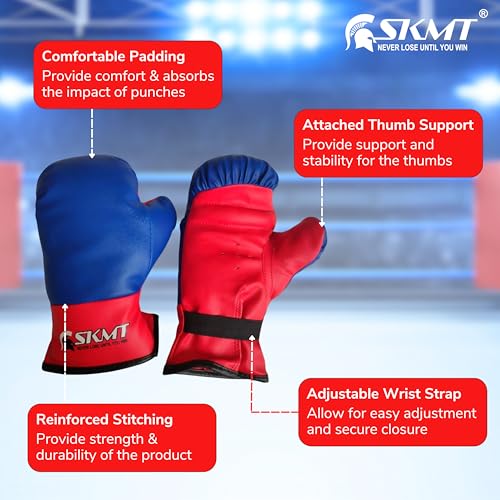 Image of SKMT NEVER LOSE UNTIL YOU WIN Kids Boxing Set - Kids Boxing Kit (2-8 Years) (Blue /Red)