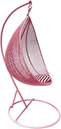 ibasenice Silla giratoria en miniatura para casa de muñecas, adorno de paisaje de casa de muñecas, muebles en miniatura, silla colgante