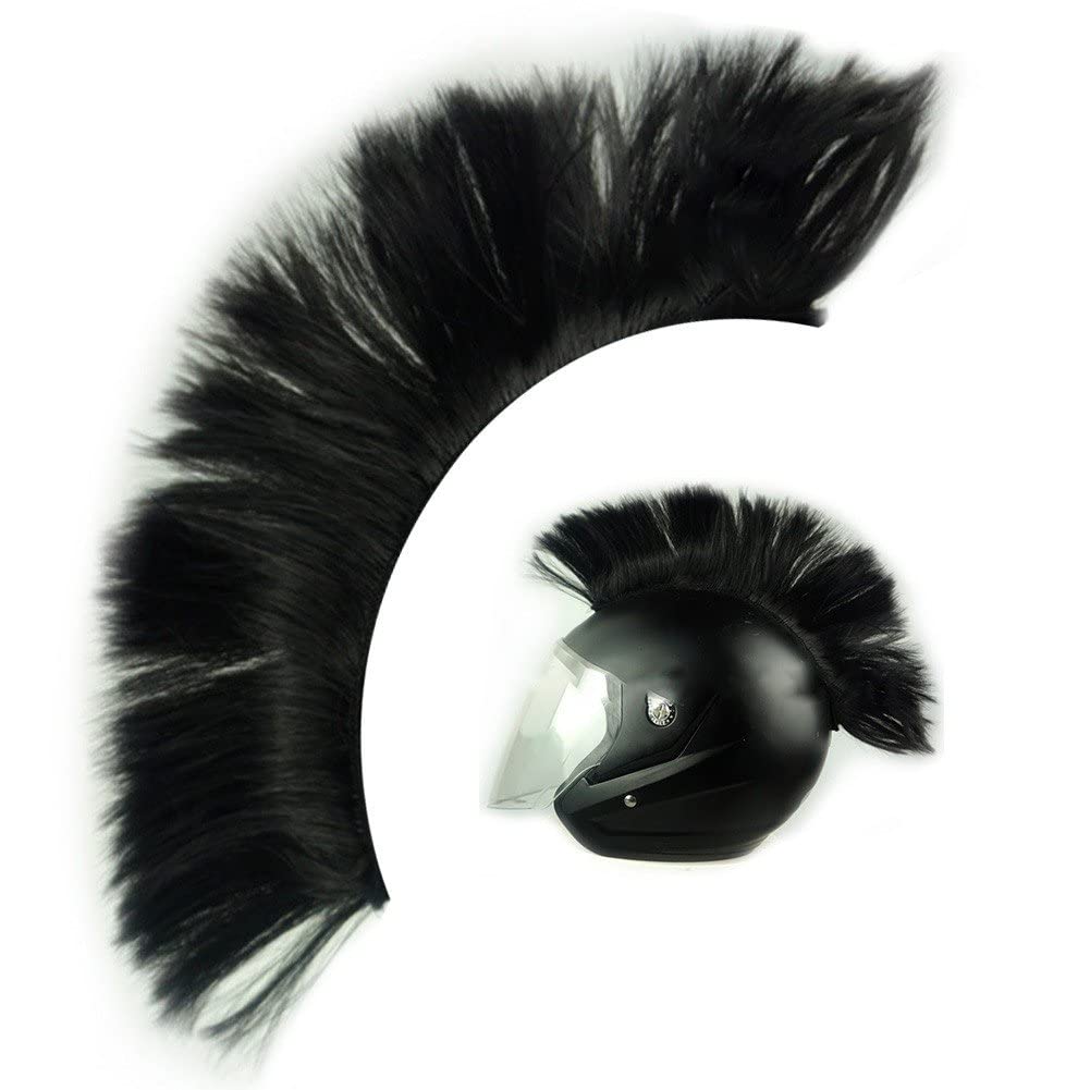 Stakee Black Cockscomb Wig Decoration Mohawk Wig Helmet Adhesive Cockscomb Wig Cockscomb Wig Hair Patches Cosplay Costume