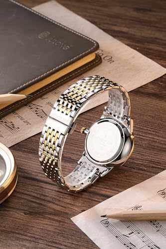 Image of London Fog Baker Collection Analog Quartz Watch for Men, Round World Map Dial with Month Markers & Crystal Accents, Luminous Hands, Stainless Steel Strap - LFM10009