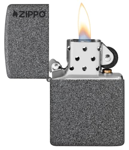Image of Zippo Classic Iron Stone Zippo Logo, Pocket Fuel Windproof Lighter (BIS Certified)