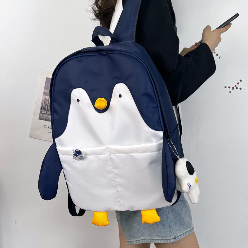 Kawaii Frog Large Novelty Backpack Girl Boy Teen Cute Fuuny Panda Animal High School Backpack Laptop Waterproof Bookbag (Penguin)3