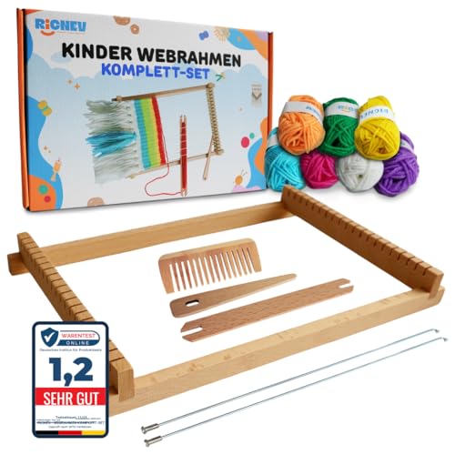 RICNEV® Webrahmen Kinder Holz Schulwebrahmen & Webstuhl Set für...