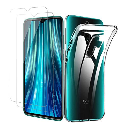Satacnut [2 Piezas] Protector Pantalla Redmi Note 8 Pro+Funda, [9H Dureza],Anti-arañazos,Caja del teléfono TPU Redmi Note 8 Pro,Anti-Choques [Alta Definicion], Cristal Templado Redmi Note 8 Pro