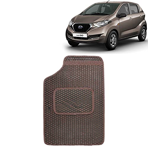 Image of Kingsway Dotted Design Car Floor Foot Mats Universal Fit for Datsun Redi Go, Model Year : 2016 Onwards, Water and Dustproof, Color Brown, Set of 5 Pieces