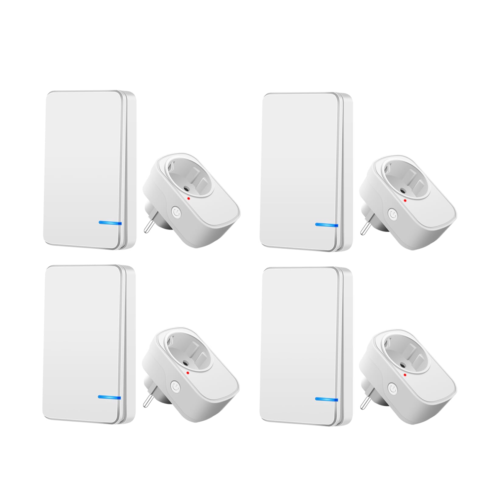 Funksteckdosen mit Fernbedienung,NineLeaf 4 Pack Steckdose mit Fernbedienung，15A/1500W Fernbedienbare Steckdose für Haushaltsgeräte & Weihnachtsdekoration 100m Reichweite, weiß