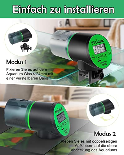 Futterautomat Aquarium, Fische Automatischer Fischfutterspender mit Typ-C Ladekabel, Fischtank 200ml Kapazität – Bild 5