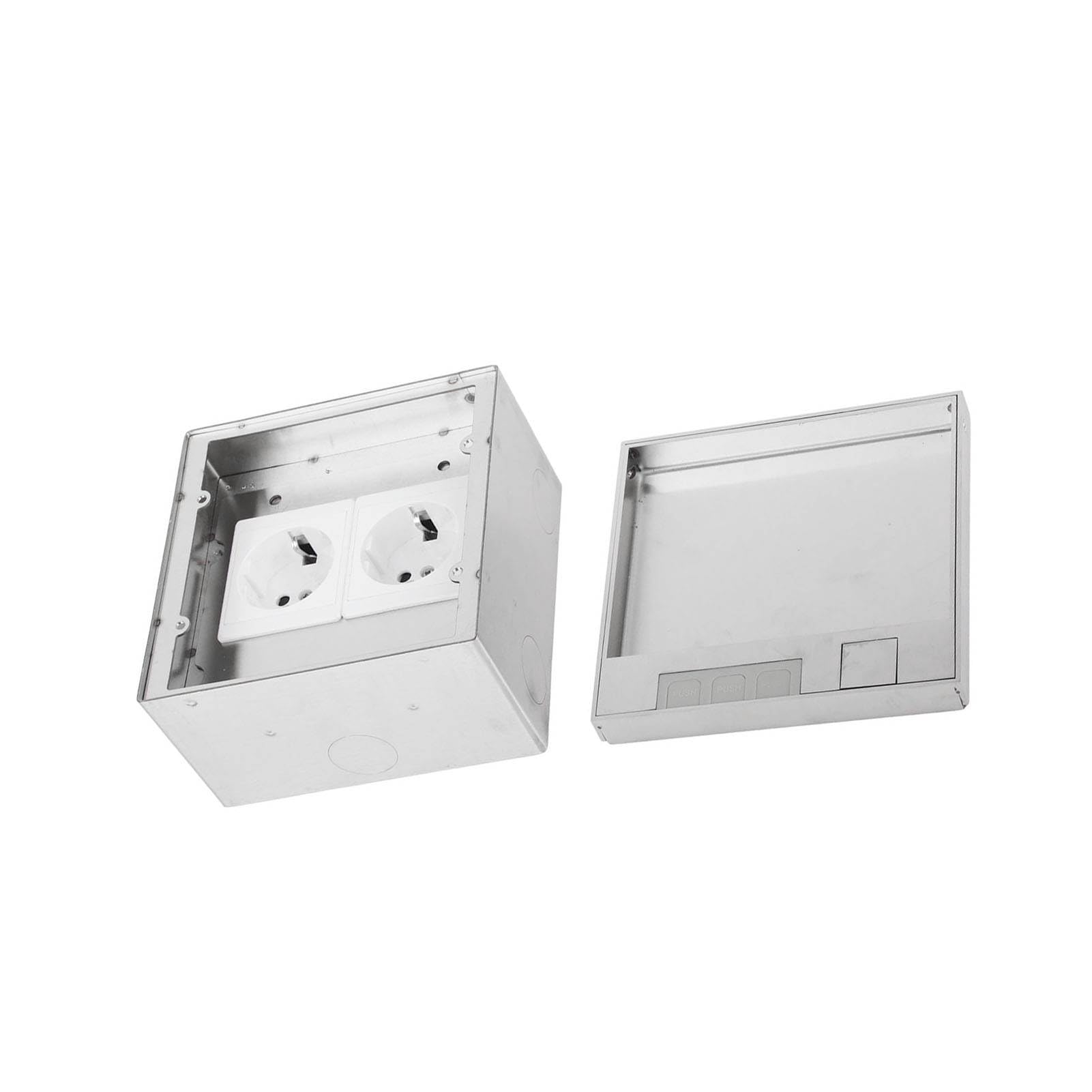 Bewinner Scatola di Derivazione da Incasso a Pavimento con 2 Prese, Presa Impermeabile Ignifuga per PC in Acciaio Inossidabile 16A 4000W per Casa, Ufficio, Hotel, Scuola