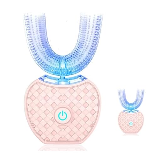 VoyageView電動音波歯ブラシ/超音波歯ブラシU字型/U 字型/大人の歯のホワイトニングブラシ/大人用ハブラシ/口腔清浄器/マグネット充電式/自動洗浄/360度磁気回転/磁気充電式 (ピンク)