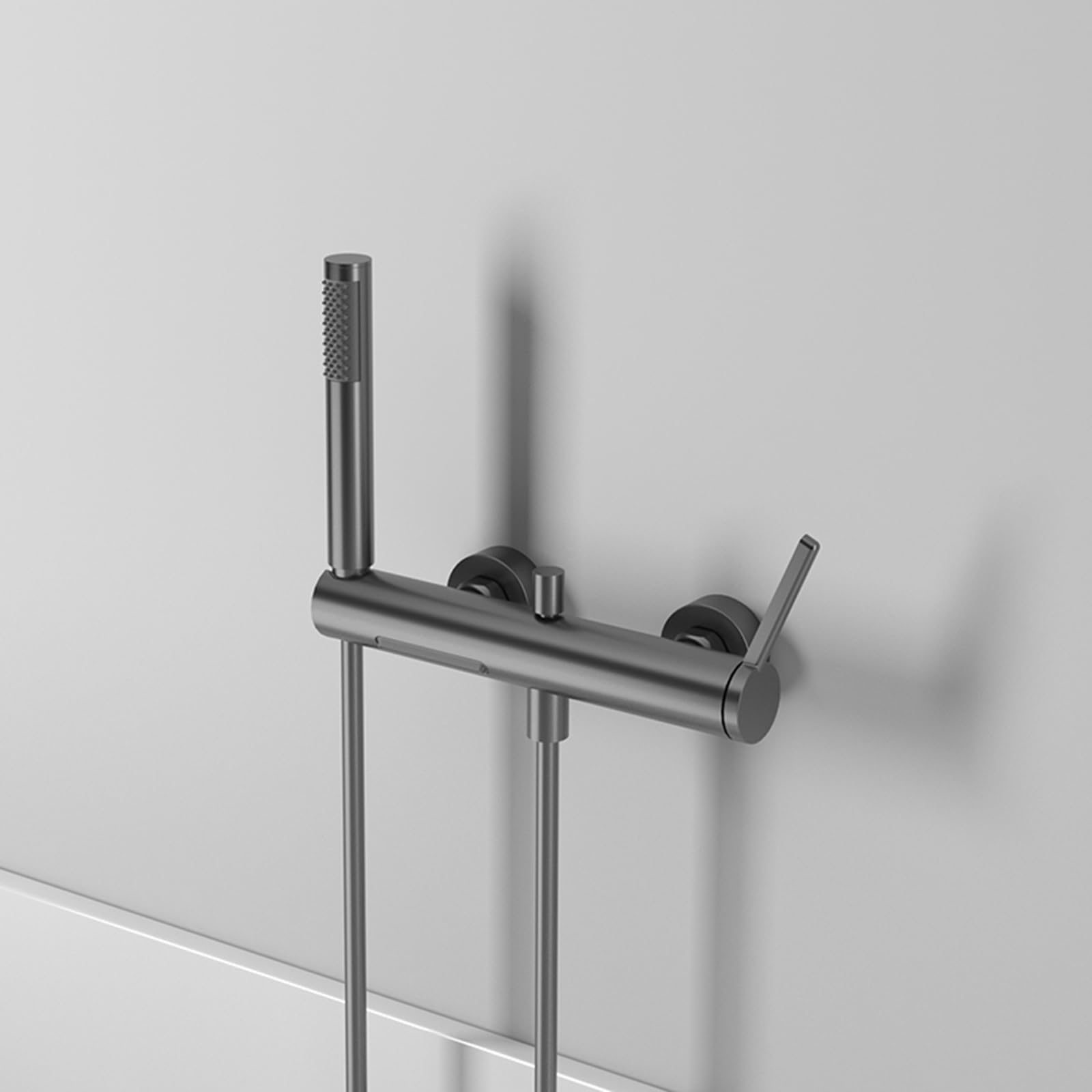 Grifo Mezclador de Ducha Y Bañera con Efecto Cascada Monomando de Latón para Agua Caliente Y Fría Grifo de Bañera con Efecto Cascada Color Gris