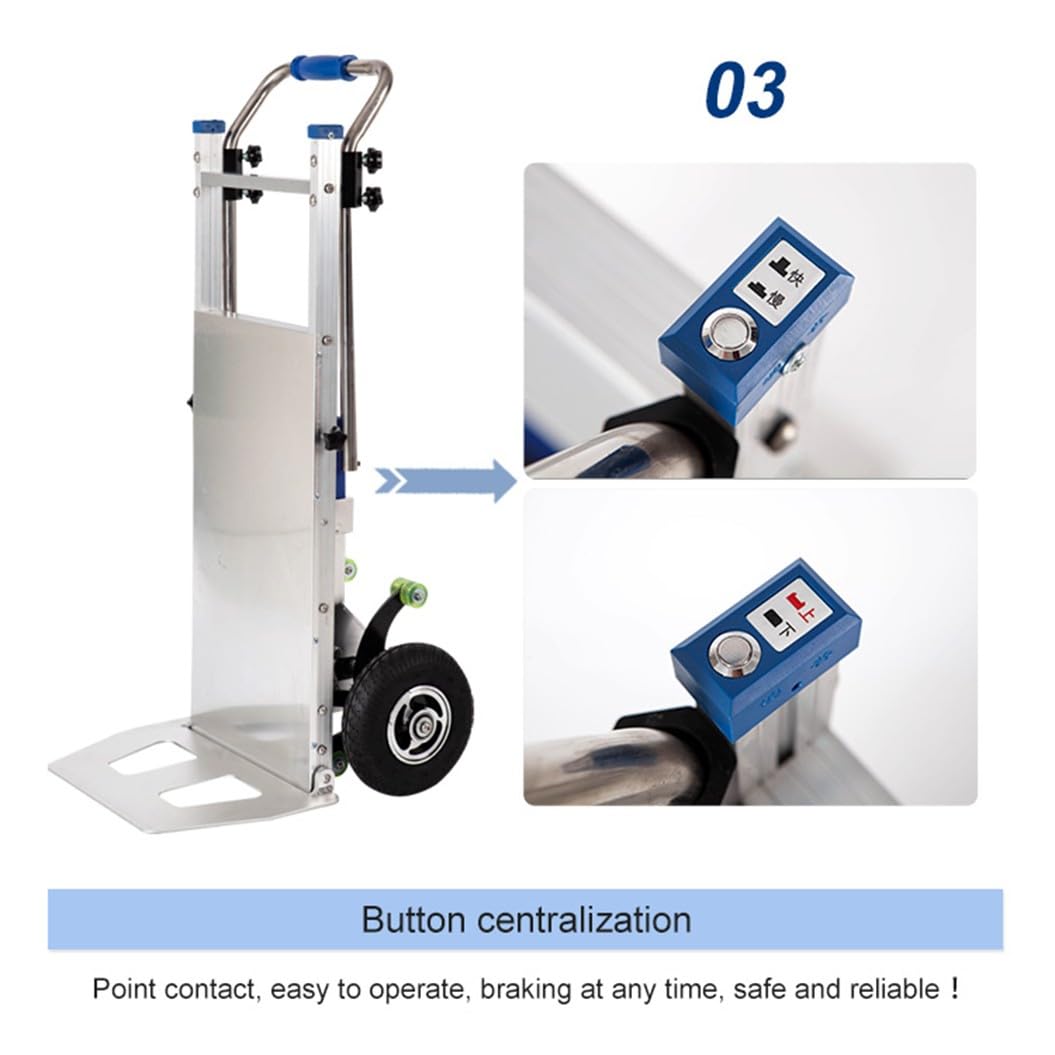 Carrello Saliscale Elettrico,Carrello Saliscale,Montascale Elettrico,Lega di Alluminio,con Maniglia Allungabile,Carrello con Ruote Portatutto,capacità di Carico 200 Kg/440 Libbre A