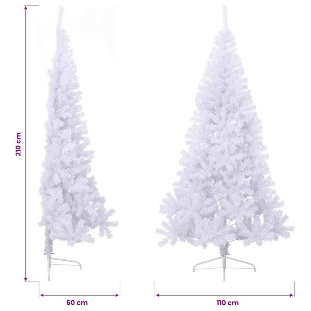 Árbol de Navidad artificial con soporte, color blanco, 210 cm, PVC