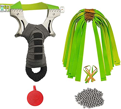 RCZZSUWE Professional Stainless Slingshots for Hunting, Adult Catapult Shooting Slingshot Set, High Velocity Tactical Wrist Slingshot with Ammo Balls and Rubber Bands