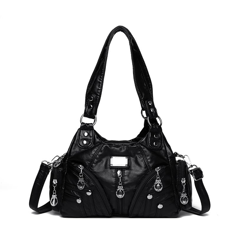 FUNSEED Handbag for Women, Large Capacity Multi Pocket Soft PU Leather Casual Single Crossbody Bag