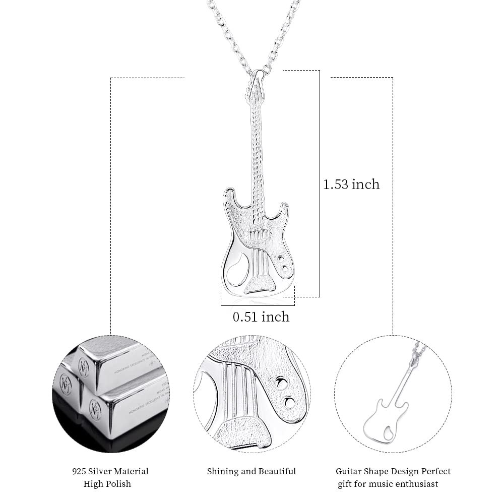 925 gitara elektryczna odtwarzacz muzyczny wisiorek naszyjnik biżuteria damska naszyjnik biżuteria damska