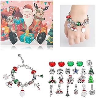 Advent Calendar 2022 Charm Bracelet, DRAMBOR 24PCS DIY Christmas Countdown Calendar Jewelry Gift Making Kit for Girls Women with 22 Charms Beads and 2 Bracelets (Colorful)