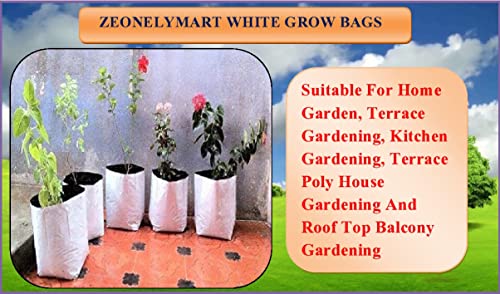 Image of ZEONELY MART Poly Grow Bags | LDPE UV Resistant Grow Bags for Terrace Gardening | Plant Covers for Home Gardening | Nursery Covers for Vegetable and Flowering Plants. (White 16x16x30 Cms Qty-10 Pcs)