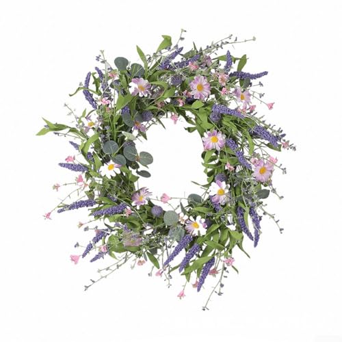 Corona de otoño de hojas de eucalipto artificial de 45 cm, guirnalda colgante de puerta de plástico para Navidad, boda, vacaciones de temporada, decoración de pared y jardín