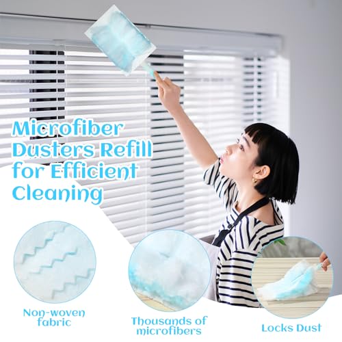 Image of Mimorou 300 Pcs Disposable Dusters Refills Bulk Heavy Duty 180 Multi Surface Replacement Dusters for Cleaning Ceiling Fan with Microfibers Unscented (Light Colors)
