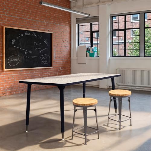 Image of Adapte Commercial Classroom Activity Table - 30 inch x 60 inch Rectangle, ADA Compliant Tapered Legs with Glides & Casters, Adjustable Height 22-34 inch Wheelchair Accessible, School & Office Furniture