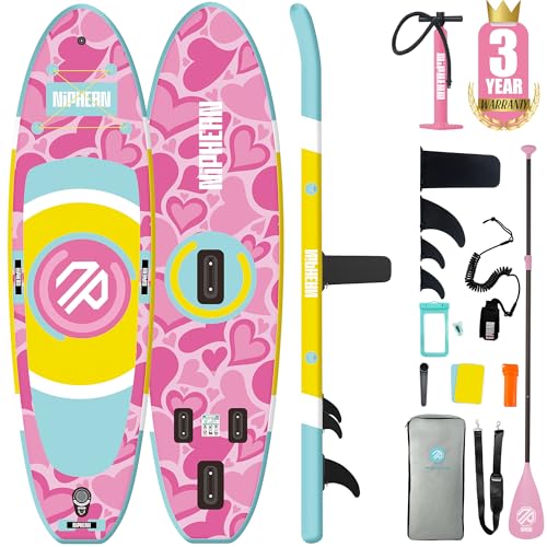 Niphean(Ultra-Light)Inflatable Paddle Board with (Beginner Friendly) StabilTrac Fin and Durable SUP Accessories, 10' Stand Up Paddle Boards for Adults & Youth, Versatile Yoga Paddle Board, Gift Ideas