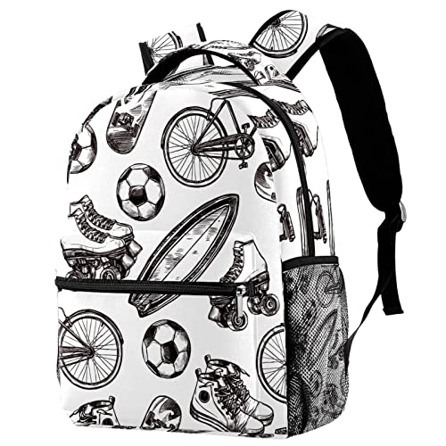 Sac à dos de voyage avec porte-bouteille et motif patins pour filles garçons