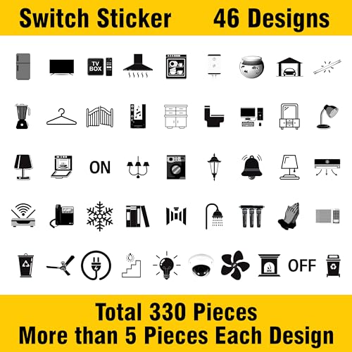 Image of Trueflair Stickers for Switch Board for Home Wall Switches, Contain All Common Switch Stickers (Transparent Black & White - 2)