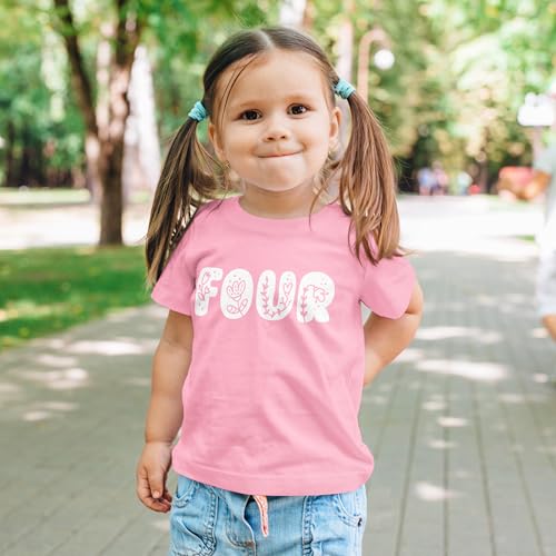 Image of Floral Numbers Ages 1-7 Birthday Girl Shirt for Baby & Toddler Youth Girls