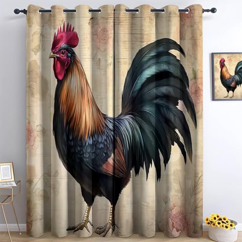 Genérico Cortinas Opacas Animal Pollo 168 x 229 cm Cortina Impresión 3D, Cortinas Dormitorio, Cortinas Salon Modernas, Cortina Termicas Aislantes con Ojales, 2 Piezas