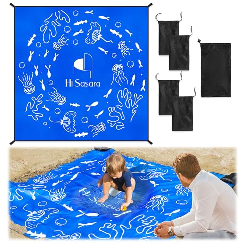 Hi Sasara 6.56 X 6.56 ft Beach Puddle Pool,Blue Ocean Pattern Baby Beach Portable Pool for Kids Boys and Girls (Blue)