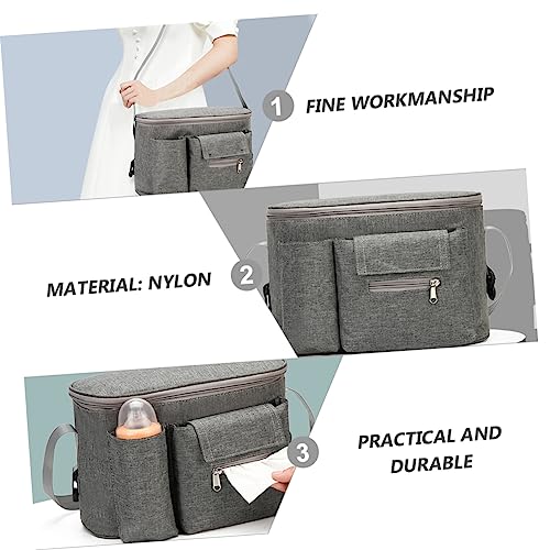 Bolsa multifuncional para pañales y organizador gris claro miniatura 6