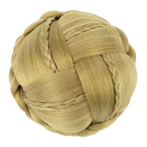 IMISSU Braided Chignon Dancer Hair Cover Donut Hairpieces Scrunchies Women Hair Buns Wig Updo for Wedding Party (M3 Ash Blonde) - Image 2