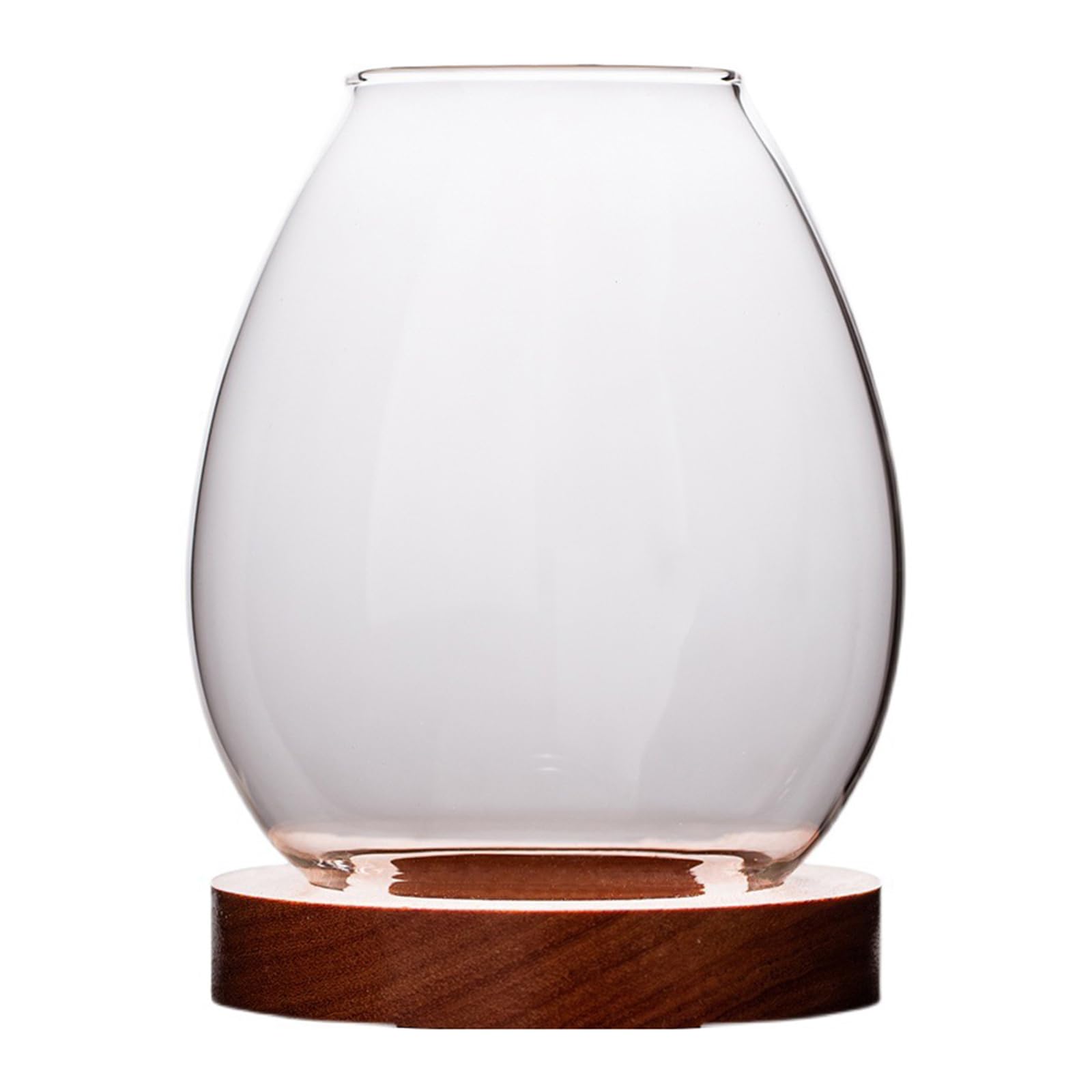 Clear Glass Dinner Candlesticks Windproof Wooden Base Home Family Decor