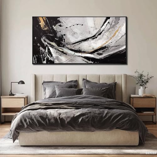 Image of Abstract Framed Wall Decor Vintage Wall Art Neutral Canvas Poster 24 inchx48 inch Large Pictures for Living Room Office Decorations