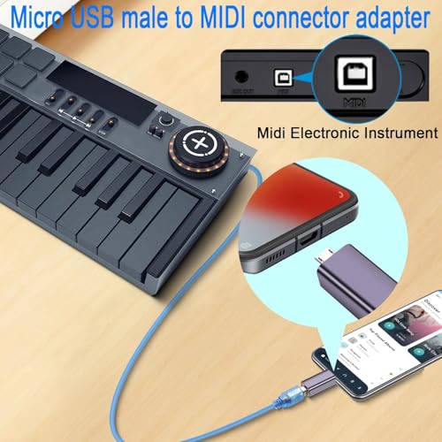 Image of ETZIN Micro USB Male to USB B Female Printer Connector Micro USB Plug to MIDI Jack Electronic Instrument Adapter 480Mbps 7W Charging, Al Housing, for Electronic Piano /Drum Printer Scanner,EPL-1578CC