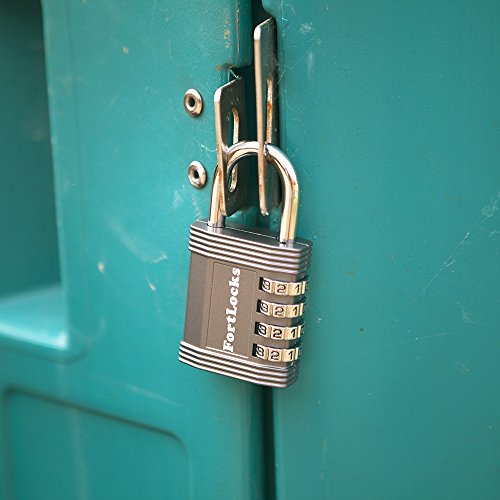 Image of FortLocks Padlock - 4 Digit Combination Lock for Gym Outdoor & School Locker, Fence, Case & Shed - Heavy Duty Resettable Set Your Own Combo - Waterproof & Weatherproof (1 Pack - Silver)