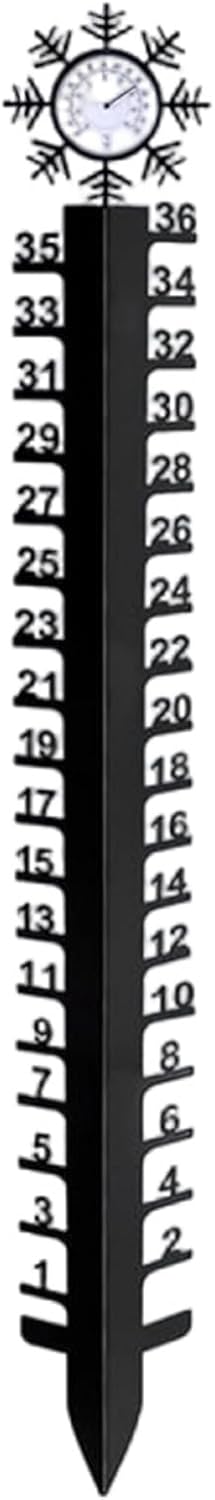 Winter Snowflake Metal Ruler 36inch Snow Gauge with Thermometer Outdoor Decorations Rain Gauge Garden Stakes Snow Metal
