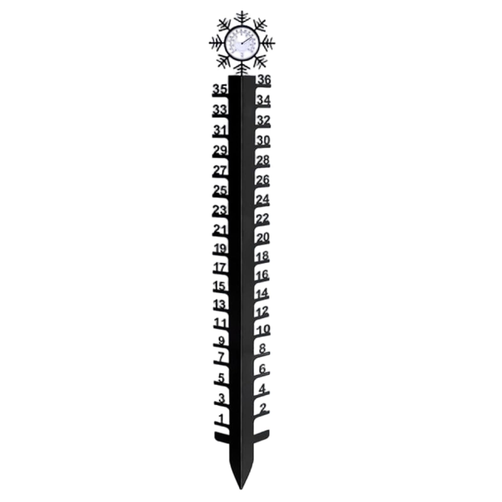 Tsophreniq With Thermometer 36In Snow Gauge With Temperature Meter Winter Snowflake Metal Ruler Snowfalls Gauge Snow Measuring Stick For Yard Metal Ruler