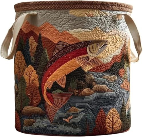 Image of Quilted Laundry Basket With Handles,boho storage basket,quilted basket | aesthetic decorative laundry basket ,washable storage basket,for storing clothes, blankets, and thing