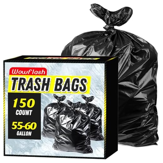 150 Count 55-60 Gallon Trash Bags, Sturdy & Tear-Resistant Commercial Can Liners 55 Gallon, Large Garbage Bags, Large Black Trash Bags for Commercial, Lawn and Leaf Bags