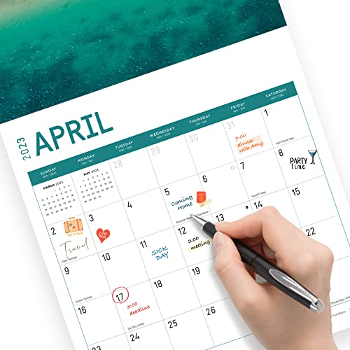 2023 Beaches Monthly Sticker Wall Calendar By Bright Day, 12 X 12 Inch, Beautiful Scenic Vacation Nature Vacation Photography #TOP5