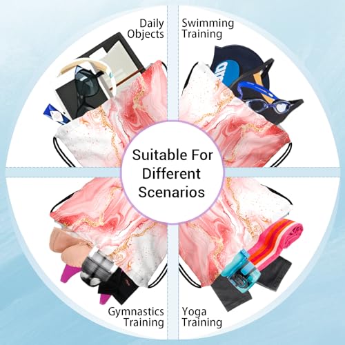 Image of Modern Marble Gymnastics Grip Bag Pink Lightweight Drawstring Gym Bag for Women Grips
