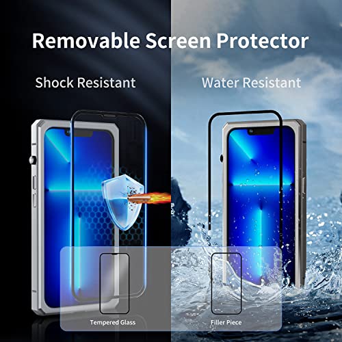 Luxury Carbon Fiber With Aluminum Case For Iphone 13 6.1", Military Shockproof Protective Armor Phone Cover With Tempered Glass Screen Protector Full Body Heavy Duty Drop Protection For Men #TOP3